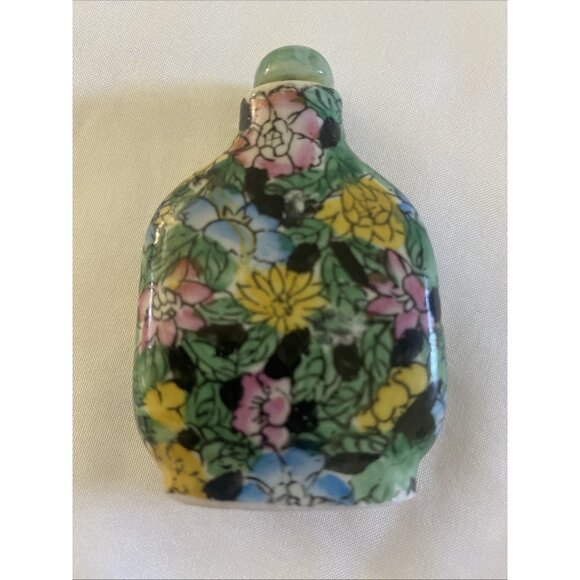 The Unbranded Brand Other - Antique Chinese Snuff Bottle Dauber Multi Color Floral Porcelain Quain Long